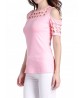 Casual Women Pure Color Hollow Out Short Sleeve T-shirts