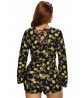 Sexy Women Geometric Printing Lacing V-Neck Long Sleeve Jumpsuit