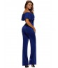 Ruffles Women Sexy Off Shoulder High Waist Wide Leg Jumpsuits With Belt