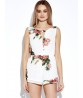 Women Summer Sexy Hollow Floral Printed Sleeveless Chiffon Jumpsuit