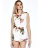 Women Summer Sexy Hollow Floral Printed Sleeveless Chiffon Jumpsuit