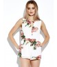 Women Summer Sexy Hollow Floral Printed Sleeveless Chiffon Jumpsuit