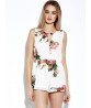 Women Summer Sexy Hollow Floral Printed Sleeveless Chiffon Jumpsuit