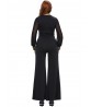 Sexy Work Mesh Long Sleeve V-Neck Women Bell-Bottom Wide Leg Jumpsuit