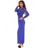 Sexy Work Mesh Long Sleeve V-Neck Women Bell-Bottom Wide Leg Jumpsuit