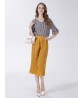 Casual Women Stripe Lotus Leaf Sleeve T-shirt Pleated Trousers Two-piece Suit