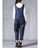 Vintage Women Loose Solid Pankou Cotton Long Jumpsuits