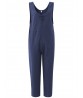 Vintage Women Loose Solid Pankou Cotton Long Jumpsuits