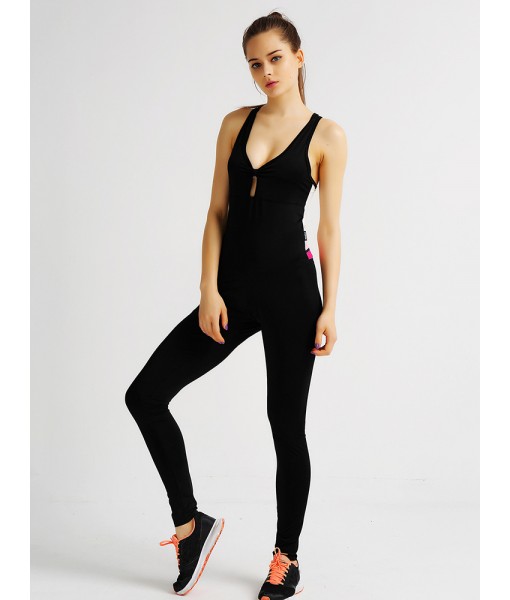 Sexy Women Backless Patchwork Bodycon Yoga Sportswear Jumpsuit