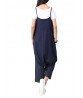 Loose Women Strap Button Two Ways Cotton Linen Dress Jumpsuit