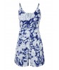 Sexy Women Deep V Neck Floral Printing Pocket Beach Jumpsuit