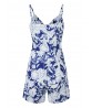 Sexy Women Deep V Neck Floral Printing Pocket Beach Jumpsuit