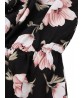 Casual Sexy Floral V Neck Women Jumpsuit Long Sleeve