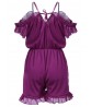 Women Sexy Off Shoulder Strap Backless Ruffle Beach Mini Jumpsuit