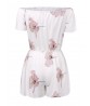 Sexy Women Flower Printing Off Shoulder Beach Short Jumpsuit