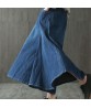 Women Pleated Wide Leg Denim Culottes Pocket High Waist Casual Jeans