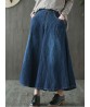 Women Pleated Wide Leg Denim Culottes Pocket High Waist Casual Jeans