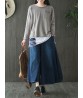 Women Pleated Wide Leg Denim Culottes Pocket High Waist Casual Jeans