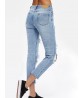 Casual Women Ripped Hole Mid Rise Cropped Jeans