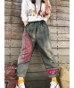 Folk Style Women High Waist Patchwork Pocket Harem Jeans