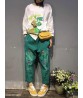 Vintage Cartoon Embroidered Rips Harem Jeans For Women