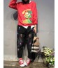 Vintage Cartoon Embroidered Rips Harem Jeans For Women