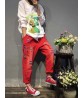 Vintage Cartoon Embroidered Rips Harem Jeans For Women