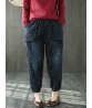 Casual Women Heart Printed Drawstring Waist Jeans