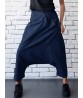 Casual Women Denim Pocket Elastic Waist Drop Crotch Harem Pants