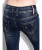 Dark Blue Women High Waist Elastic Slim Denim Jeans with Pockets