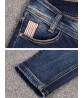 Dark Blue Women High Waist Elastic Slim Denim Jeans with Pockets