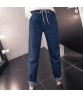 Casual Women High Drawstring Waist Denim Jeans