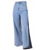 Sexy Women High Waist Side Slit Wide Leg Crop Jeans