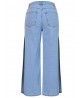 Sexy Women High Waist Side Slit Wide Leg Crop Jeans