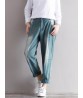 Vintage Casual Women Stitching Ankle-length Cotton Jeans With Pocket