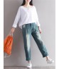 Vintage Casual Women Stitching Ankle-length Cotton Jeans With Pocket