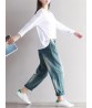 Vintage Casual Women Stitching Ankle-length Cotton Jeans With Pocket