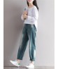 Vintage Casual Women Stitching Ankle-length Cotton Jeans With Pocket