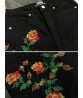 Women Rose Embroidery High Waist Denim Pencil Pants