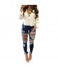 Fashion Women Denim Pencil Pants Boyfriend Ripped Jeans