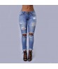 Women Vintage Ripped Knee Cut Skinny Boyfriend Long Jeans