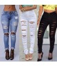 Women Vintage Ripped Knee Cut Skinny Boyfriend Long Jeans