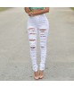 Women Vintage Ripped Knee Cut Skinny Boyfriend Long Jeans