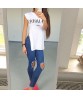 Women Skinny Ripped Pants High Waist Stretch Jeans Slim Pencil Denim Trousers