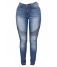 Casual Women Stretch Pleated High Waist Skinny Jeans