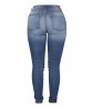 Casual Women Stretch Pleated High Waist Skinny Jeans