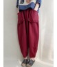 Women Solid Pockets Casual Loose Harem Pants