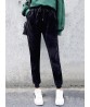 Women Pure Color Drawstring Waist Warm Thicken Harem Pants