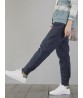 Casual Loose Solid Color Pockets Thicken Cotton Trousers