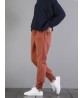 Casual Loose Solid Color Pockets Thicken Cotton Trousers